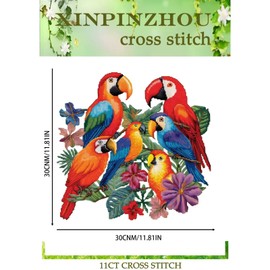 Xinpinzhou Cross Stitch Set, Pre-Printed Parrot Animals, Embroidery Templates, Embroidery Pictures, Pre-Printed Cross Stitch Embroidery Kit, Embroidery Kit, Embroidery Set, Adult Beginners