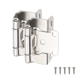 knobelite 25 Pairs-50 Pack 1/2" Overlay Semi-Wrap Cabinet Hinges,Self Closing Face Frame Satin Nickel Cabinet Hinges,Easy Installation Hinges for Kitchen Cabinet Doors