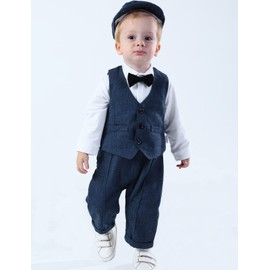 mintgreen Infant Romper Baby Gentleman Jumpsuit Outfit Set, Royal Blue, 12-18 Months, 90