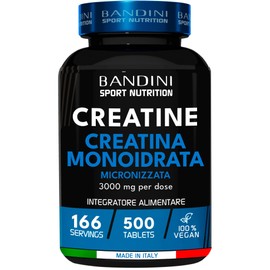 Bandini® Micronized Creatine Monohydrate MERCURIO Free 500 Tablets of 3000mg per dose - Supplement for Training, Gym and Pre Workout - 100% Vegan - Based on 100% Pure Creatine Monohydrate