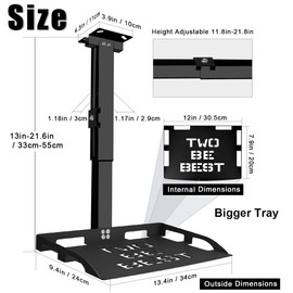 2-Be-Best Universal Projector Ceiling Mount with Tray, 13IN-21.6IN / 33CM-55CM Height Adjustable Projector Shelf Tray Mount for Ceiling Upgraded Black