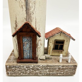 Wooden Lighthouse Tabletop Decor Rustic Light House with LED Nuatical Wood Figurine Table Centerpieces Lighthouse Statue for Beach Themed Indoor Decorations