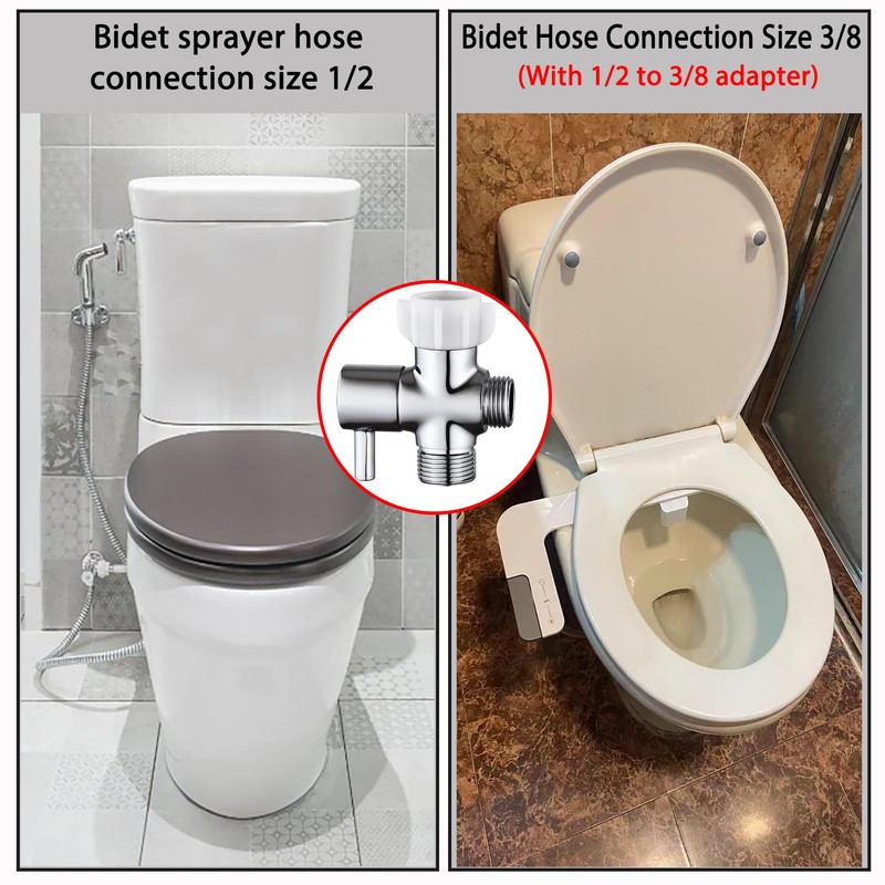 Walkinginrain Bidet T Adapter With Shut off Valve,3 Way T