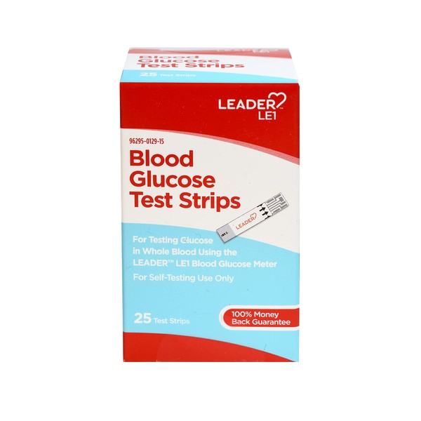 LEADER LE1 Blood Glucose Test Strips 25 Test Strips Pack of 1