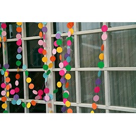KINGWEDDING Round Dots Hanging Decoration String Paper Garland Wedding Birthday Party Baby Shower Background Decorative,157 inches (Colorful)