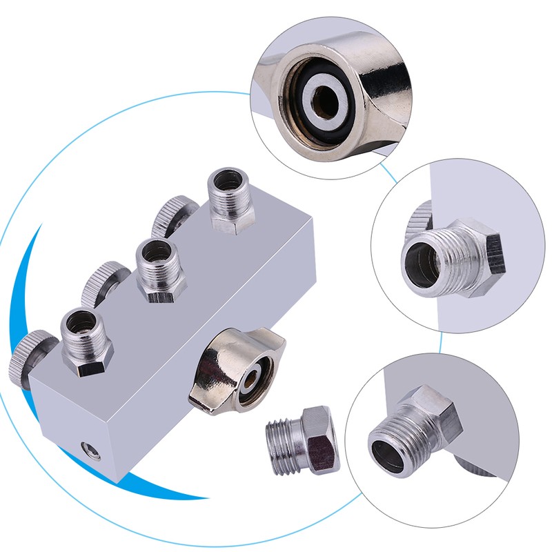 3-Way Airbrush Air Hose Splitter Adjust Air Regulation Valve Knob