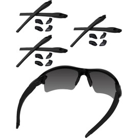 Bwake 3 Sets of Replacement Earsocks and Nose Pads for Oakley Flak 2.0 XL OO9188/Flak 2.0 OO9295/Flak 2.0 Asian Fit Sunglasses - Black