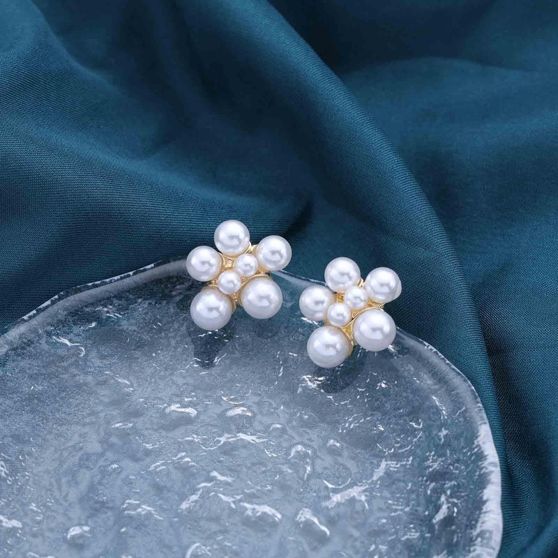 Xduargs Boho Perlen Cluster Ohrringe Gold Cluster Perlen Ohrstecker Ohrringe