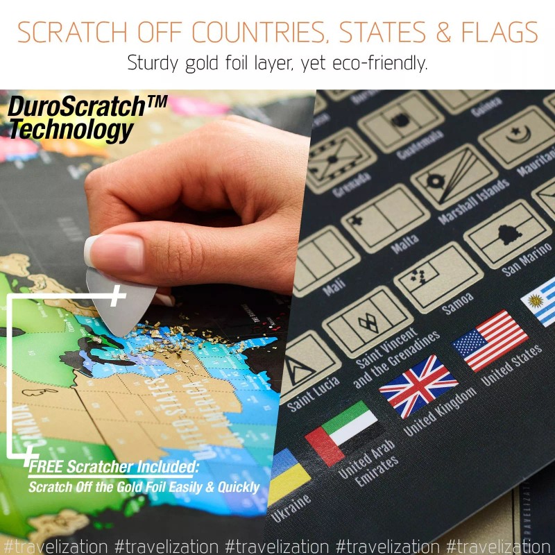 Travelization Scratch Off Map of The World with Flags -