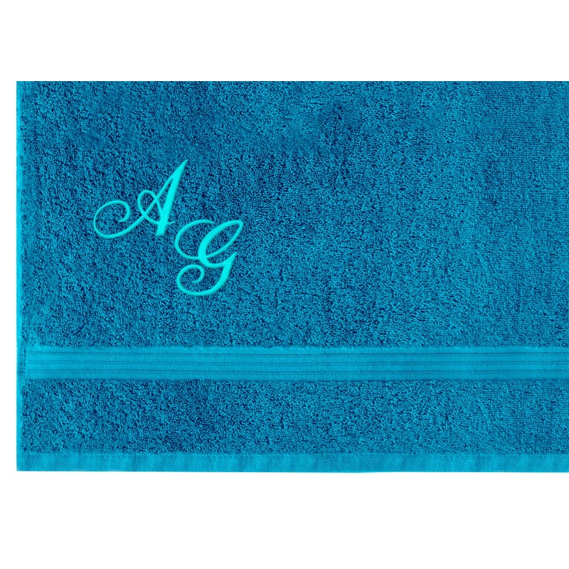 Lashuma Linz Bath Towel Blue - Petrol Blue Individually Embroidered