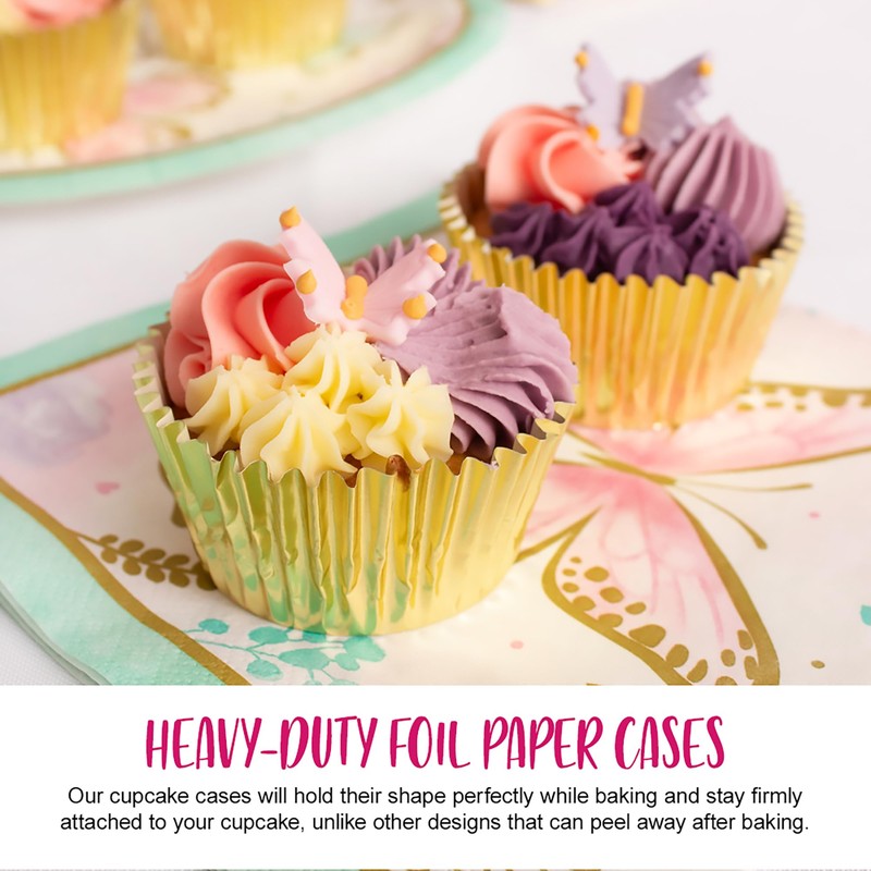 Anniversary House Gold Foil Cupcake Cases for Baking, Baking Cups