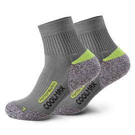 Piarini 2 Pairs of Coolmax Hiking Socks Summer Short, Breathable, Anti-Blisters & Blisters - Outdoor Trekking Socks Women Men - Size 35-38 to 47-50, gray, 47 - 50