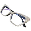 ICARA Rhinestone Cat Eye Reading Glasses Womens Cute Computer Blue