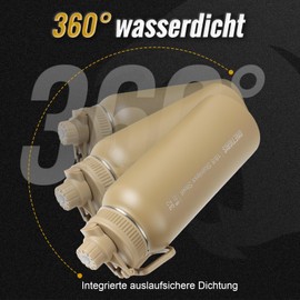 OneTigris Edelstahl Trinkflasche, Wasserflasche 0,9L Hohe Kapazität, Sportflasche mit gute Isolationswirkung für Fahrrad, Camping, Yoga, Gym, Softair, Coyote Braun, 32OZ