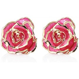 Unbranded Pink 24K Gold Dipped Real Forever Rose Stud Earrings