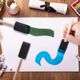 HINZIC 5Pcs Foam Paint Brushes, 1" Sponge Paint Brushes with Wood Handle for Painting, Details, Staining, Varnishes, DIY Crafting