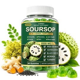 Govixed Soursop Gummies, 8500mg 20-in-1 Herbal Extracts for Overall Health-Enhancing, Support Digestive Sleep Skin Health, Immunity & Antioxidant, Non-GMO, 60 Gummies