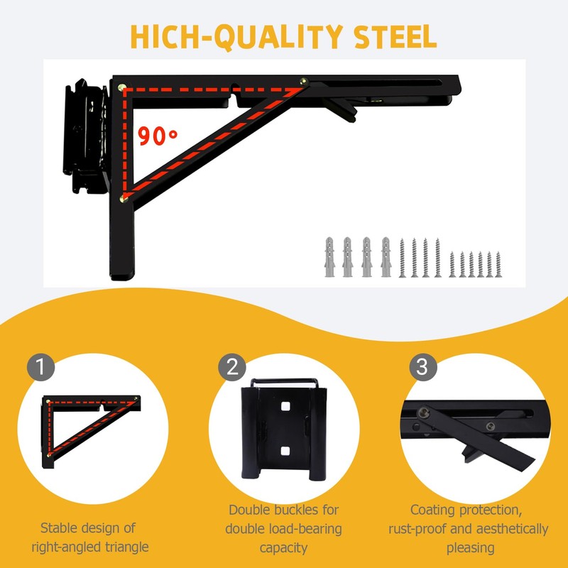 CHZHWFDC E Track Shelf Bracket - Durable Hinged Collapsible Table