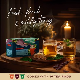 Dreamtime Herbal Tea Pods for Keurig 16ct - A fusion of calming Chamomile, relaxing Lavender & More, Perfect for a Good Night's Rest - Decaf Sleep Tea for Tea K Cups for Keurig 2.0 & 1.0 by Gya Tea Co