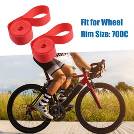 A ABSOPRO 700C Bike Wheel Rim Strip Rim Tape Tube Band PVC Red (Set of 2)