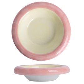 KITCHENLESTAR 6-Inch Ceramic Cat Food Bowl,6 Oz Wide Shallow Cat Bowls,Whisker Fatigue Relief,Anti-Vomiting Design,Spine Protection for Cats,Dishwasher and Microwave Safe,Set of 1(Yellow and Pink)