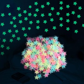 Luminous Stickers, Luminous Stickers, Starry Starry Stickers, 3 Colors, Pack of 100, Atmosphere, Room Decoration, Wall Decoration, Starry Sky, Children's Bedroom, Living Room, Nursery School, Glow in the Dark