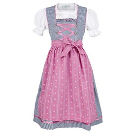 Isar-Trachten Girls' Dirndl Navy Pink with Blouse, Navy, 80, navy
