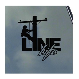Line Life Vinyl Sticker Decal by KLO Graphics Lineman Lineworker Powerline Technician Tradesmen, Black