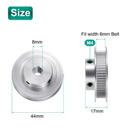 sourcing map GT-2 60T Pulley Synchronous Wheel 8mm Bore, Aluminum Timing Pulley 60 Teeth, Fit Width 6mm Timing Belt for 3D Printer CNC Machine (with A Wrench)