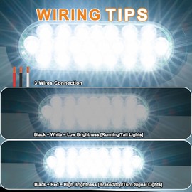 Wodvyss 2PCS 6" Inch White 24 LED Oval Reverse Backup Turn Tail Fog Marker Lights, Flush Mount Clear Lens Rubber Grommet, IP67 Waterproof for DC 12-24V Truck Submersible Trailer Light