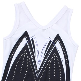 JOYSTREAM Gymnastics Leotards for Girls With Shorts Packable Sparkly Ballet Dance Mesh Activewear Classical Black-white,8-9Years