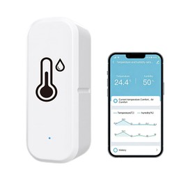 WiFi Hygrometer Thermometer Sensor, Smart Room Temperature Humidity Monitor High Precision with Remote App Notification Alarm for TUYA Alexa Google Assistant for Baby Home Garage Greenhouse