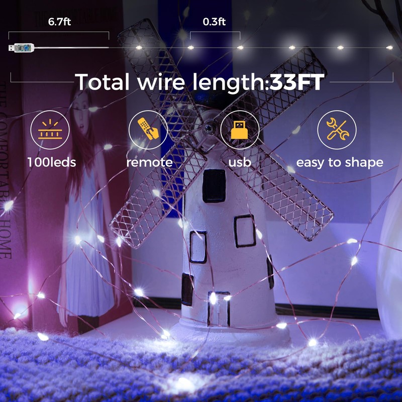 Ariceleo 1 Pack 32. 8 ft. USB Powered Fairy Lights