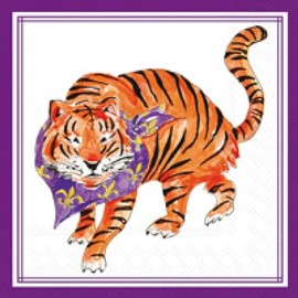 Ideal Home Range Purple Prowling Tiger Hometown Pride Cocktail Napkins - 40 Count | 2 Packs of 20CT 3-Ply Party Napkins