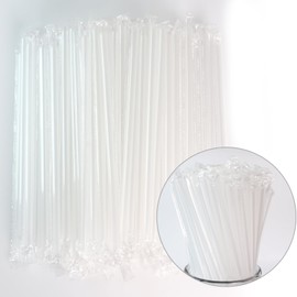 Small Jumbo Smoothie Straws Set of 200, Chetexus Clear Smoothie Straws Plastic Disposable Milkshake Straws, Individually Wrapped Straws (0.24" Diameter and 9.45" Long)
