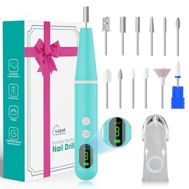 Taladro de uñas inalámbrico, lima de uñas eléctrica superligera, taladro de uñas eléctrico de bajo ruido con 9 velocidades y pantalla LCD, pulidor de 