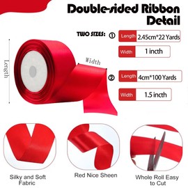 CAZAGA 1 Inch Pink Satin Ribbon, 22 Yards Double Faced Fabric Ribbons for Gift Wrapping, Bouquet, Garland, Bowknot, Hair, Crafts, Balloons, Party Decoration