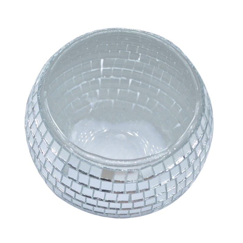 Disco Ball Silver Votive Candle Holder Jar Thick Acrylic Mirrored