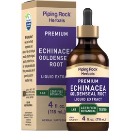 Piping Rock Echinacea Goldenseal Tincture | 4 Fl Oz Liquid Drops | Alcohol Free Herbal Extract | Vegetarian, Non-GMO, Gluten Free Supplement