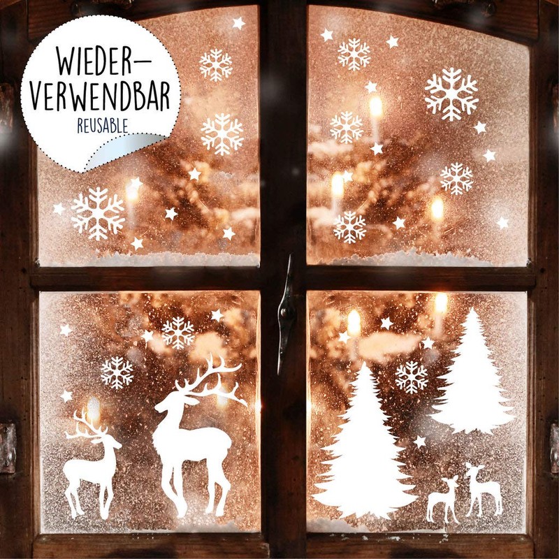 Wall tattoo loft window sticker snowflake set reusable