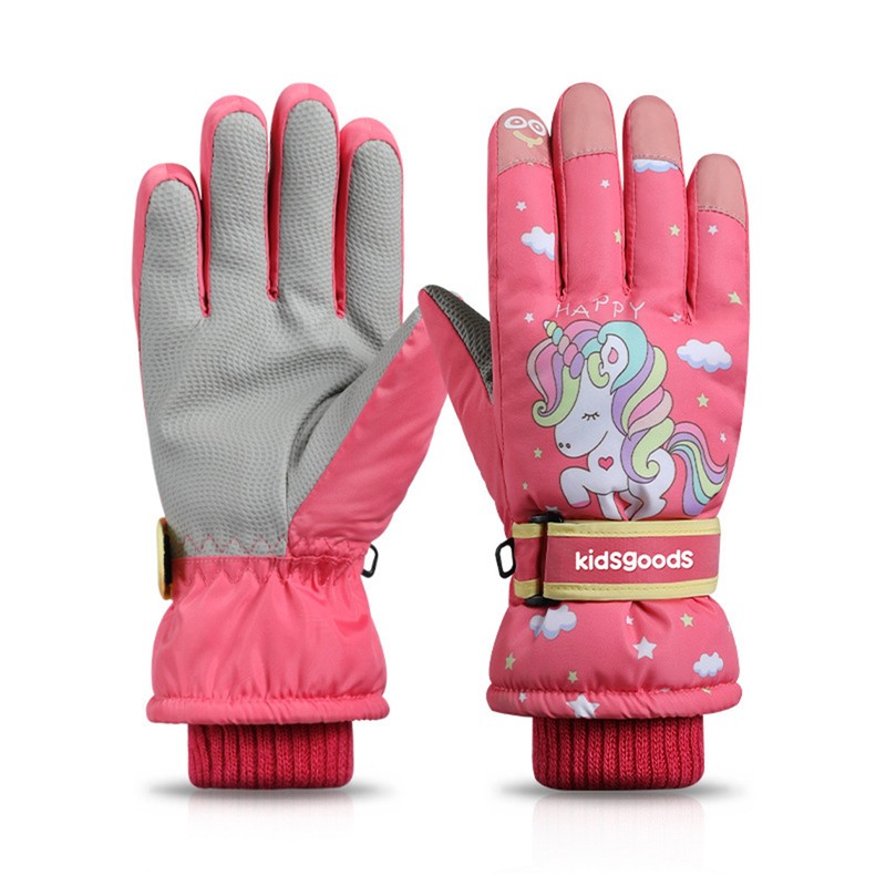 Kids Winter Gloves Waterproof Snow Ski Gloves Cartoon Windproof Warm