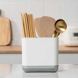 Utensil Holder ,Cutlery Holder Chopsticks Drain Stand Cutlery Drainer Rack Cutlery Racks Compartment Spoon Chopsticks Fork Drainer Caddy for Kitchen Household White