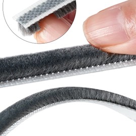 QIEOTE 33 Ft Gray Self-Adhesive Soundproofing Weather Stripping for Doors and Windows Weather Stripping Brush for Sliding Windows/Doors Frame Sid 0.35" Wide x 0.2" Thick(5mm)