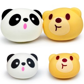 2 Pcs Bear Stretchy Stress Balls for Kids and Adults, Panda Squishy Ball, Animals Sensory Toys, Brown Stress Ball Squishy Toys for Kids Classroom Prizes, Party Favors | Panda Squeeze Toys