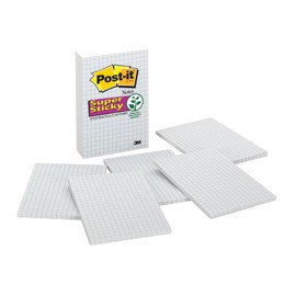 Post-it - Notas superadhesivas recicladas, 4 x 6 pulgadas, colección Bali, forradas, 4 almohadillas para orejas/paquete, 45 hojas/bloc (4621-SSNRP), Blanco (White Grid), 6 Pads