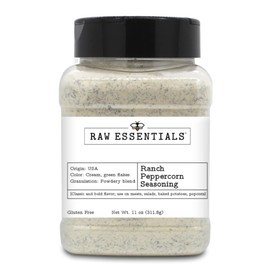 Raw Essentials Ranch Peppercorn Seasoning - Ranch Flavor with a Pepper Kick for Meats, Baked Potatoes, Salads and Popcorn - Make a Delicious Ranch Salad Dressing or Dip - Gluten-Free - 11 Ounce Bottle