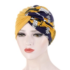 YEHUDAF LEE Women's Turban Headgear Head Scarves Chemo Cap Pre-Tied Double Layered Two-Tone Stitching Head Wrap Head Scarf, 1