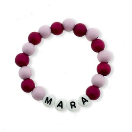 LALALO Baby Bracelet with Name with Engraving for Christening, Photo Shooting, Birth Bracelet, Name Bracelet, Christening Bracelet, Children's Bracelet, Wood Plastic, No Gemstone