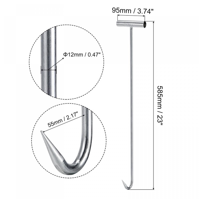 uxcell 23inch T-Handle Meat Boning Hook, Galvanized T Hooks for