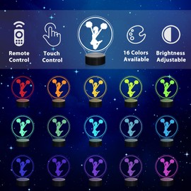 Ammonite Cheerleading Night Light, 3D LED Pom Poms Cheerleading Sports Lamp 16 Color Changing with Remote Control and Timer, Birthday Xmas Gifts for Girls Women